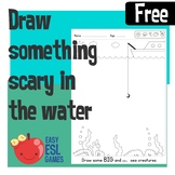 Draw some big, small, cute or scary sea creatures in the water.