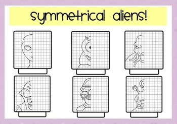 Draw that Alien! Reflection Symmetry & Using a Mirror Line Worksheets