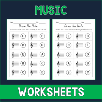 Preview of Draw the Note Treble Clef - Music Worksheets - Test Prep - Sub Plan - Assessment