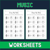 Draw the Note Treble Clef - Music Worksheets - Test Prep -