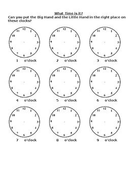 Draw the hands of the clock - TIME by Christie Jones | TpT