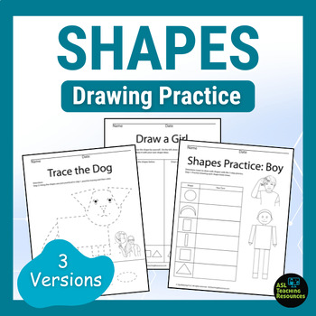 Preview of Draw with Shapes Trace & Draw Basic Shapes Worksheets Art Concept ASL Math