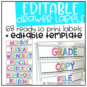 Preview of Back to School Set Up - 3 Drawer Sterilite Labels {BRIGHT & Editable!}