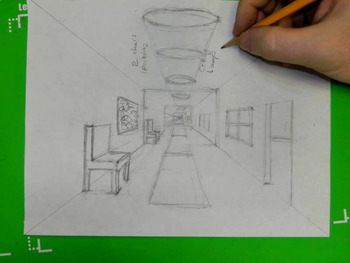 one point perspective drawing hallway