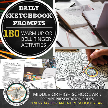 Preview of Drawing Activities Sketchbook Prompts a Year in Middle, High School Art Lesson