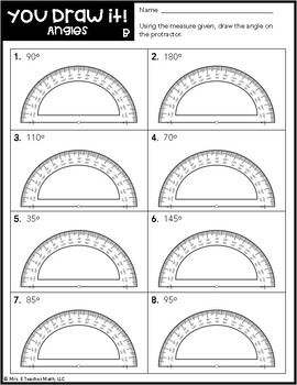 Drawing Angles You Draw It! Worksheet 4.MD.6 by Mrs E Teaches Math