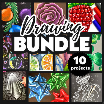 Preview of Ultimate Drawing BUNDLE, 10 Art Projects, Middle/High School Grades
