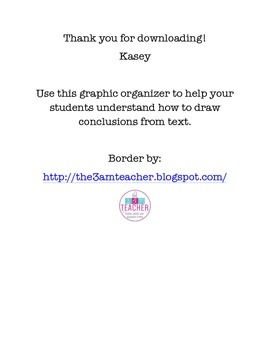 Drawing Conclusions Graphic Organizer by Kasey Ramsey | TpT