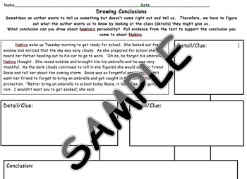 Preview of Drawing Conclusions Graphic Organizer Worksheets