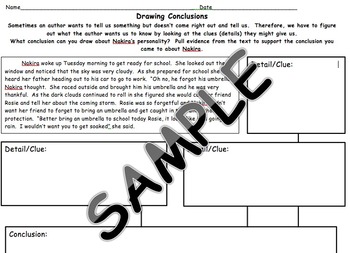 Drawing Conclusions Graphic Organizer / Pair this graphic organizer