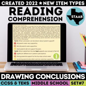 Preview of STAAR Drawing Conclusions Test Prep | Google Slides Review Game | NEW Item Types