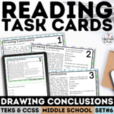 Drawing Conclusions Task Cards Worksheets with Fiction Inf
