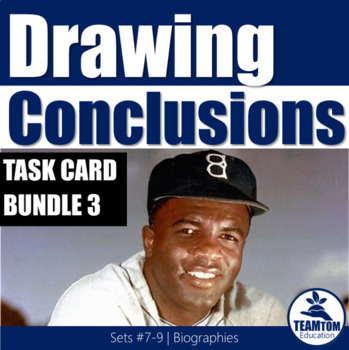 Preview of Drawing Conclusions Task Cards Bundle 3 (Biographies)