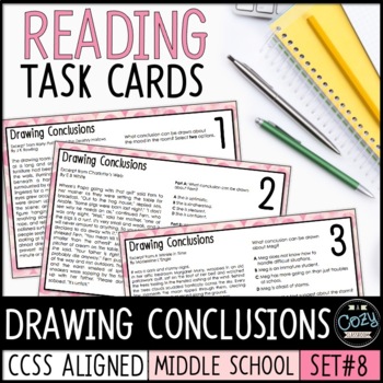 Preview of Drawing Conclusions Task Cards | Inferencing | PDF & Digital | Common Core