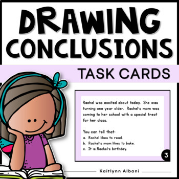 Preview of Drawing Conclusions Task Cards for Reading Comprehension
