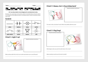 Preview of Drawing Electric Circuit Diagrams Worksheet