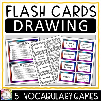 Preview of Drawing Flash (Study) Cards and Vocabulary Review Games for Secondary Students