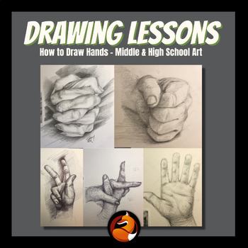 Preview of Drawing Hands Art Lesson Unit Middle School Art High School Art Project