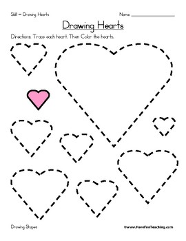 Drawing Hearts Worksheet Valentine S Day Shapes Worksheet Tpt