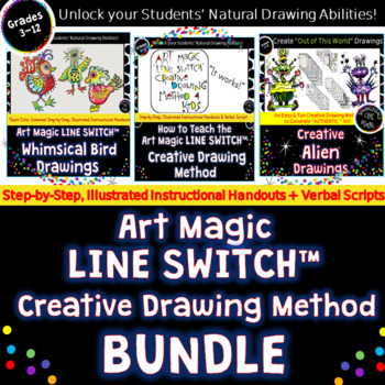 Preview of Directed Drawing: Line Switch Creative Drawing Method™ BUNDLE! Middle School