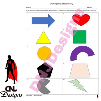 Preview of Drawing Lines of Symmetry Printable/Handout/Worksheet