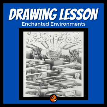 Preview of Isometric Perspective Drawing "Enchanted Environments" Middle or High School Art