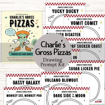 Preview of Drawing Prompt Kit, Charlie's Gross Pizza, Fun Art Project Worksheet, Coloring
