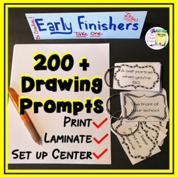 Preview of Drawing Art Lesson Prompts - Bulletin Boards - Sub