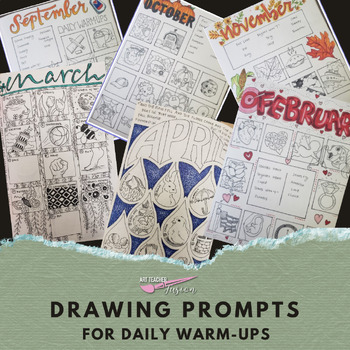 Preview of Drawing Prompts for Daily Warm-ups -Middle School & High School Art