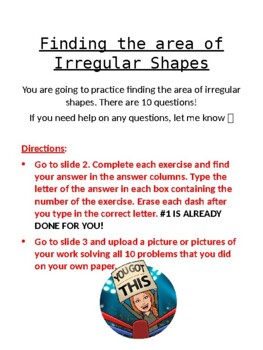 Preview of Area of Irregular Shapes - PowerPoint