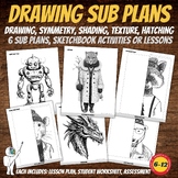 Drawing Sub Packets, 6 Art Sub Plans, Middle or High Schoo