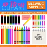 Drawing Supplies Clip Art Bold Set (Digital Use Ok!)