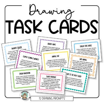 Preview of Drawing Task Cards • 72 Drawing Ideas for Elementary Art