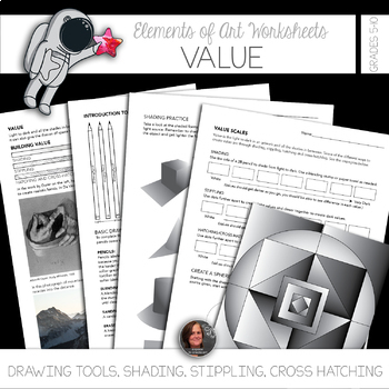 Preview of Element of Value Worksheets and Visual Art Mini-Lessons