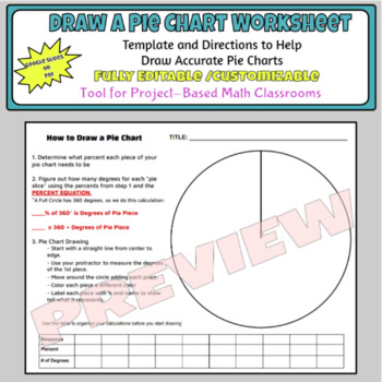 Preview of Drawing a Pie Chart (Circle Graph) Worksheet Template