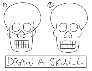 Preview of Drawing a Skull (Calavera) Elementary Art Handout or Printable