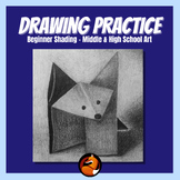 Drawing and Pencil Shading Origami Fox Worksheet Middle an