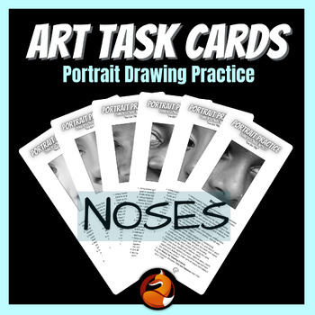 Preview of Art Task Cards Drawing and Shading Portrait Drawing the Nose Art Activity