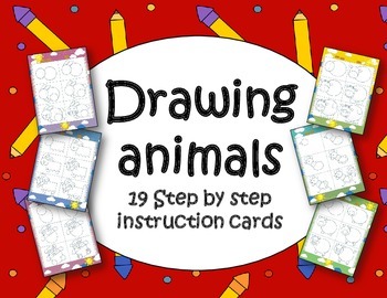 Preview of Drawing animals - step by step instruction cards