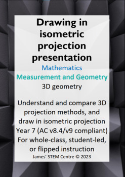 Preview of Drawing in isometric projection presentation (editable) - AC Year 7 Maths - MG