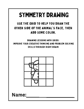 Preview of Drawing practice with square grid 32pic: symmetry picture. Preschool, Age 3-8