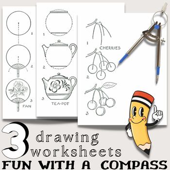 Preview of Drawing with a compass , Art worksheet for middle school, for fast finishers