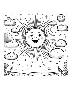 Preview of Drawing  worksheet  Smiling Sun activity worksheet - digital resources