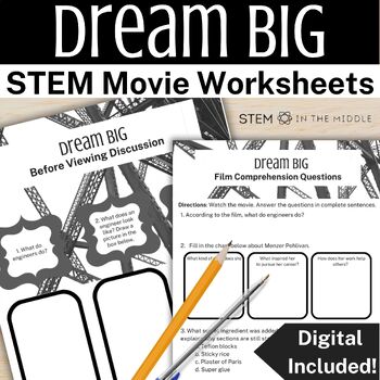 Preview of Dream Big: Engineering Our World Movie Guide Worksheets and STEM Sub Plan