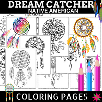 Preview of Dream Catcher Coloring Pages-Indigenous People's Day.