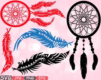 Preview of Dream Catcher clipart Boho Bohemian dream Feathers indian Native Tribal -506s