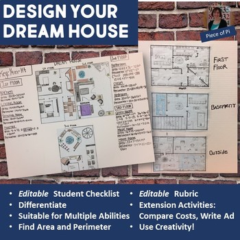 Preview of Dream House Design Project EDITABLE Math Grades 6-10