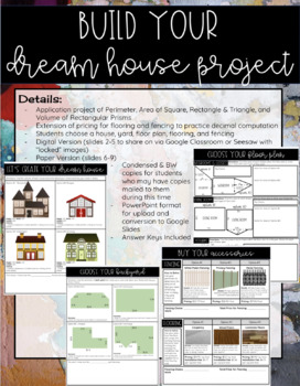 Preview of Dream House- Volume, Perimeter, & Area Project