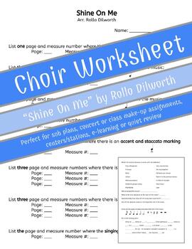 Preview of Shine On Me | Choir Worksheet | Rollo Dilworth