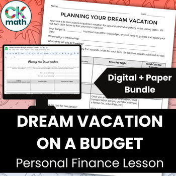 Preview of Dream Vacation on a Budget Personal Finance Activity - Digital + Paper Bundle